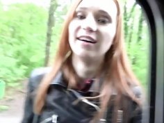 Damn gorgeous redhead Chelsy trades a hot sex for a ride
